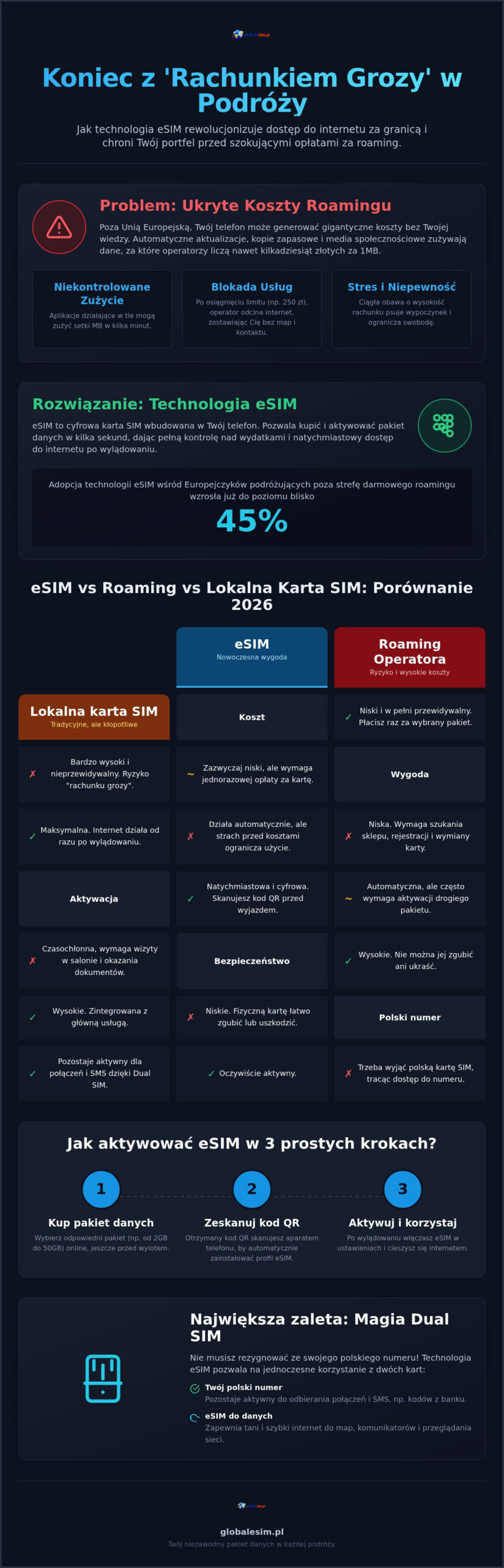 ESIM zamiast roamingu operatora: Porównanie kosztów i wygody w 2026 roku
